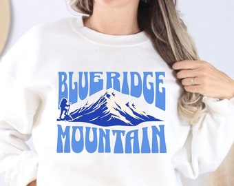 Vintage Blue Ridge Mountains-sweater | Bergshirt met ronde hals | Cadeaus nationaal park | Blue Ridge Parkway-shirt | Wandelvakantie-T-shirt