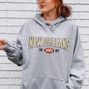 New Orleans Football Hoodie | Saint Football Varsity Style Hooded Sweater | NOLA Football Game Day and Tailgate Hoodie | Saint Fan Gift |