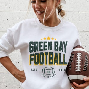 Green Bay Football Sweatshirt | Wisconsin Retro Varsity Sweatshirt | Green and Gold Sunday Football | Green Bay Vintage Football Shirt