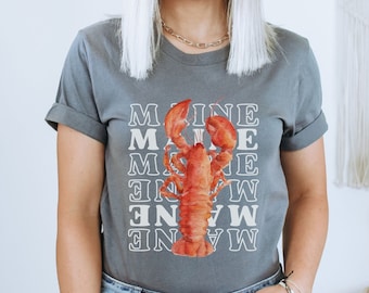 Maine Lobster Shirt | Vintage Maine Nautical Tee | Unisex Seafood Nature Shirt | New England Travel Vacation Gift | Lobster Festival Shirt