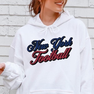 Varsity Style Giant Football Hoodie | New York Football Fanatics Essential | NY Football Tailgate Sweatshirt | Game Day Giant Fan Gift
