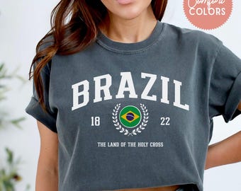 Brazil Shirt, Brazilian Pride T Shirt, Comfort Colors 1717, Brazil Flag Tee, Brazilian Heritage Gift, Brazil Travel Souvenir