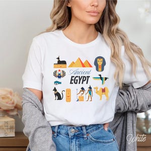 Egypt Travel Shirt | Pyramid Graphic Crewneck T-Shirt | Sphinx Lion & Ancient Egypt Shirt | Hieroglyphics Print | Giza Pyramids Egypt Gift