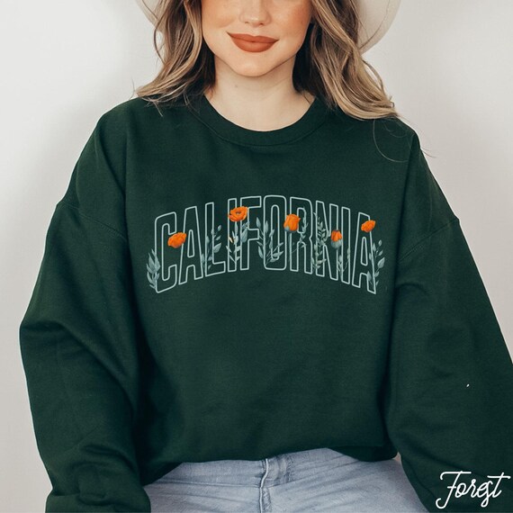California Poppy Crewneck Sweatshirt - Oversized Floral