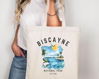 Bolso de mano del Parque Nacional Biscayne, bolso de lona de Florida, bolso de playa, regalo de viaje a Florida, bolso para amantes de la naturaleza, bolso de algodón reutilizable