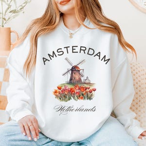 Amsterdam Tourist Sweatshirt, Netherlands Crewneck Jumper, Holland Travel Pullover, City of Canals Souvenir, European Trip Sweatshirt