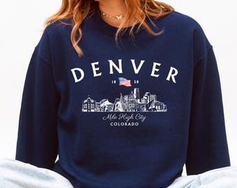 Sudadera con boceto de Denver, Sudadera con el horizonte de Colorado, Sudadera de viaje a Denver, Sudadera con raíces de Denver, Idea de regalo de Denver, Camiseta para estudiante universitario
