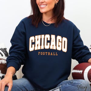 Chicago Football Sweatshirt, Retro Bear Crewneck, Chicago Fan Gift, Game Day Sweater, Sunday Football Shirt, Varsity Style Chicago Pullover