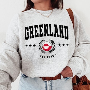 Greenland Flag Sweatshirt | Nordic Crewneck Pullover | Greenland Flag Sweater for Natives, Nation Pride, Home Roots and Travel Souvenir