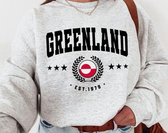 Sweatshirt met vlag Groenland | Nordic trui met ronde hals | Trui met Groenlandse vlag voor Natives, Nation Pride, Home Roots en reissouvenirs