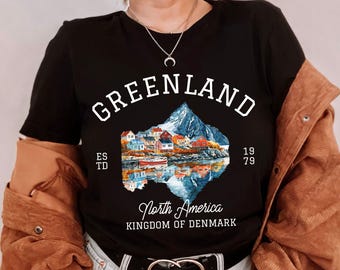 Greenland Vacation Shirt | Arctic Village and Nordic Landscape Crewneck | Greenland Scenery T- shirt | Greenland Travel and Adventure Gift