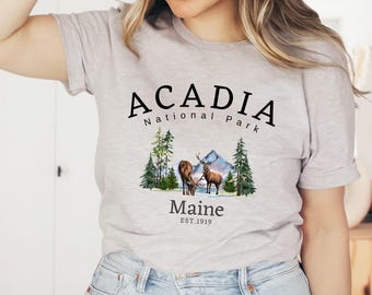 Acadia National Park Shirt, Bella Canvas 3001, Maine Hiking Tee, National Park Travel Shirt,  Acadia Vacation Gift, Acadia Camping Shirt