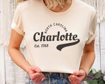 Charlotte North Carolina Shirt, Vintage Charlotte Graphic Tee, City Pride Travel Shirt, North Carolina Roots T Shirt
