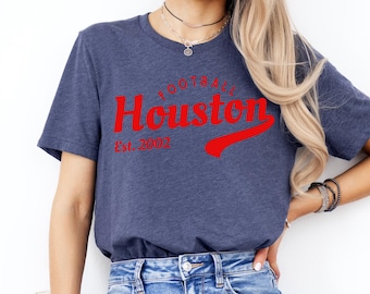 Houston Football Women Shirt, Bella Canvas 3001 Tee, Game Day T-Shirt for Her, Texan Fan Girl Outfit, Houston Football Tailgate Sunday Shirt