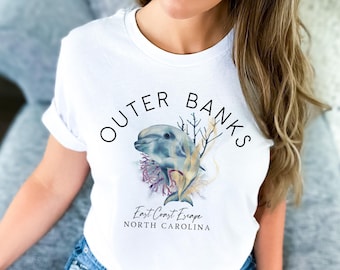 Outer Banks Shirt, OBX North Carolina Dolphin T Shirt, Coastal Beach Tee, NC Beach Vacation Shirt, Ocean Lover Gift, Outer Banks Gift