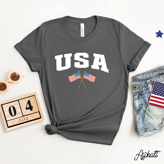 Camiseta de cuello redondo con la bandera de jersey