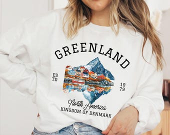 Bluza z kapturem Greenland | Bluza z kapturem Arctic Village and Nordic Landscape | Bluza z kapturem Greenland Scenery | Prezent podróżny Greenland