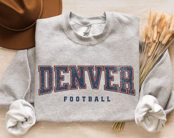 Retro Denver Football Sweatshirt | Vintage Game Day Crewneck for Fans | Denver Football Sweatshirt | Vintage Bronco Sweatshirt