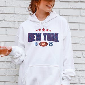 New York Football Hoodie - Vintage Inspired Hooded Sweatshirt for Giant Football Fans, New York Football Gift, Giant Sunday Fandom Pullover