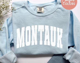 Montauk New York Comfort Colors® Sweatshirt, Preppy Varsity Crewneck, New York Montauk Pullover, Hamptons Vacation Gift, Destination Shirt