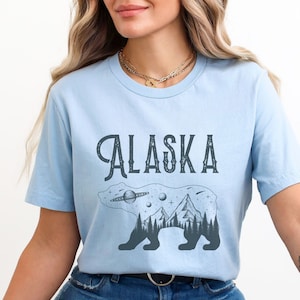 Alaska Bear Travel Shirt, Grizzly Bear Tee for Outdoor Adventure, Denali National Park Wildlife Souvenir, Alaska Family Travel Group Shirt,