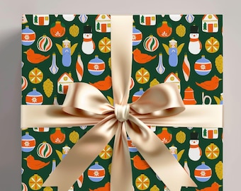 Whimsical Christmas Wrapping Paper Roll | Vintage Christmas Gift Wrap | Fairytale Christmas Magic Gift Wrap Paper | Christmas Holiday Paper