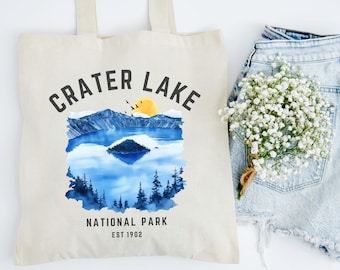 Bolso de lona del Parque Nacional Crater Lake, bolso de lona de Oregón, bolso de aventura para senderismo, regalo para amantes de los parques nacionales, recuerdo de viaje
