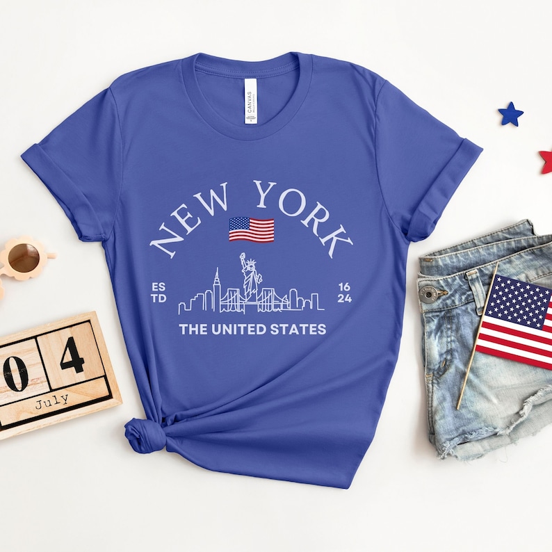 New York Skyline T-Shirt, US Flag Shirt, NYC Skyline Tee, Patriotic NYC Shirt, American Flag Apparel, NYC Skyline Graphic Tee, Statue of Liberty Shirt, NYC Landscape Shirt, Empire State Shirt, NYC Flag Tee, New York City Graphic Tee,