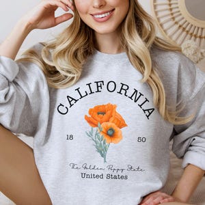 California Poppy Crewneck Sweatshirt - Golden Poppy State Flower Sweatshirt - Floral California Botanical Sweatshirt - Nature Lover Shirt