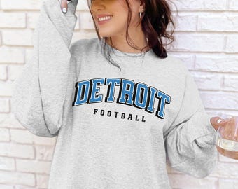 Vintage Detroit Football Sweatshirt | Oversized Detroit Michigan Football Shirt | Game Day Lions Fanwear | Varsity Lions Football Sweatshirt