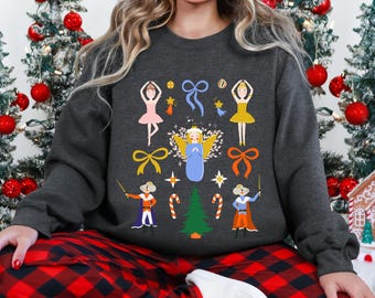 Vintage Nutcracker Ballerina Sweater | Christmas Holiday Nutcracker Gift | Nutcracker Ballet Sweatshirt | Nutcracker Crewneck Sweatshirt