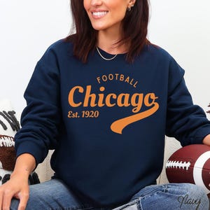 Chicago Football Sweatshirt, Retro Bear Crewneck, Chicago Fan Gift, Game Day Sweater, Sunday Football Shirt, Varsity Style Chicago Pullover