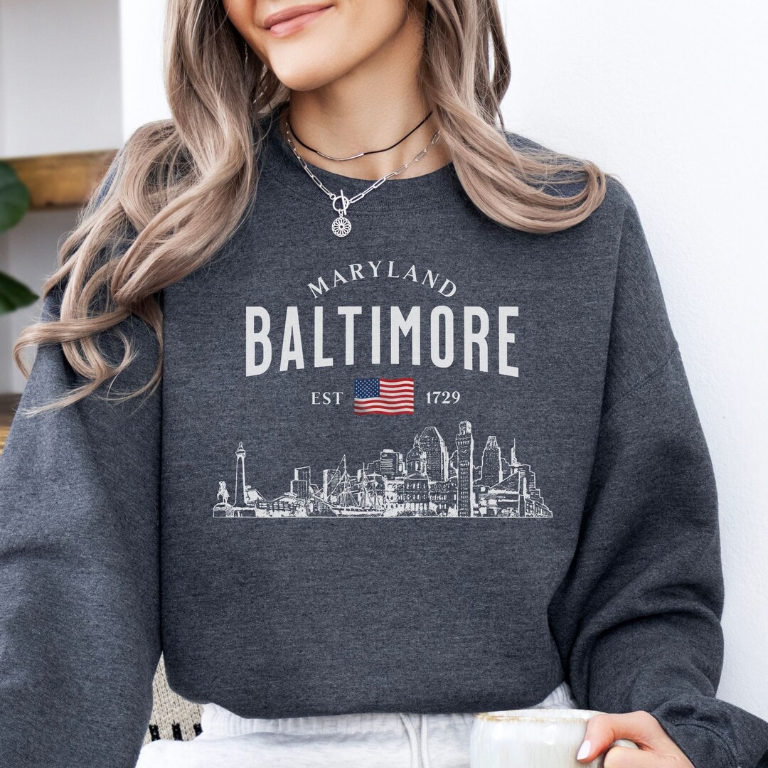Baltimore City Sketch Sweatshirt | Skyline Souvenir | Maryland Landmark ...
