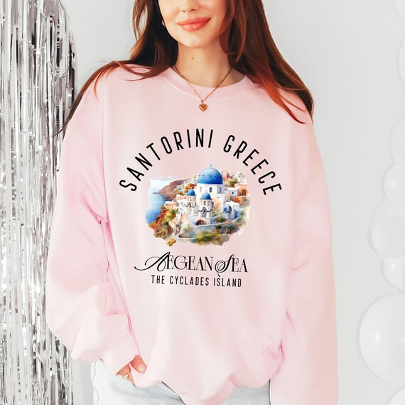 Santorini Greece Sweatshirt, Greece Island Vacation Pullover
