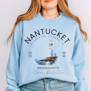 Nantucket Sweatshirt | Preppy Coastal Crewneck | Nantucket Lover Gift | Massachusetts Vacation Sweater | Girl Trip Sweatshirt | Family Trip