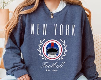Retro New York Football Sweatshirt | Collegiate Style Crewneck New York Big Blue Football Sweater | Football Lovers Gift | Game Day Shirt