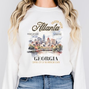 Atlanta Silicon Peach Crewneck Sweatshirt, Aesthetic Retro Style, College Vacation Wear, Oversized ATL Gift, Atlanta Big Peach Sweater
