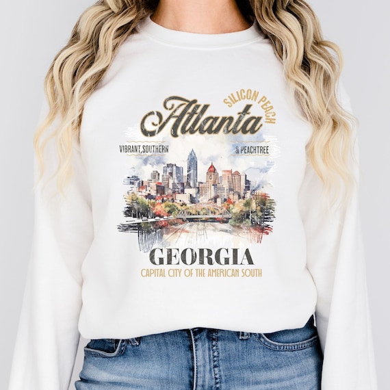 Atlanta Silicon Peach Crewneck Sweatshirt, Aesthetic Retro Style