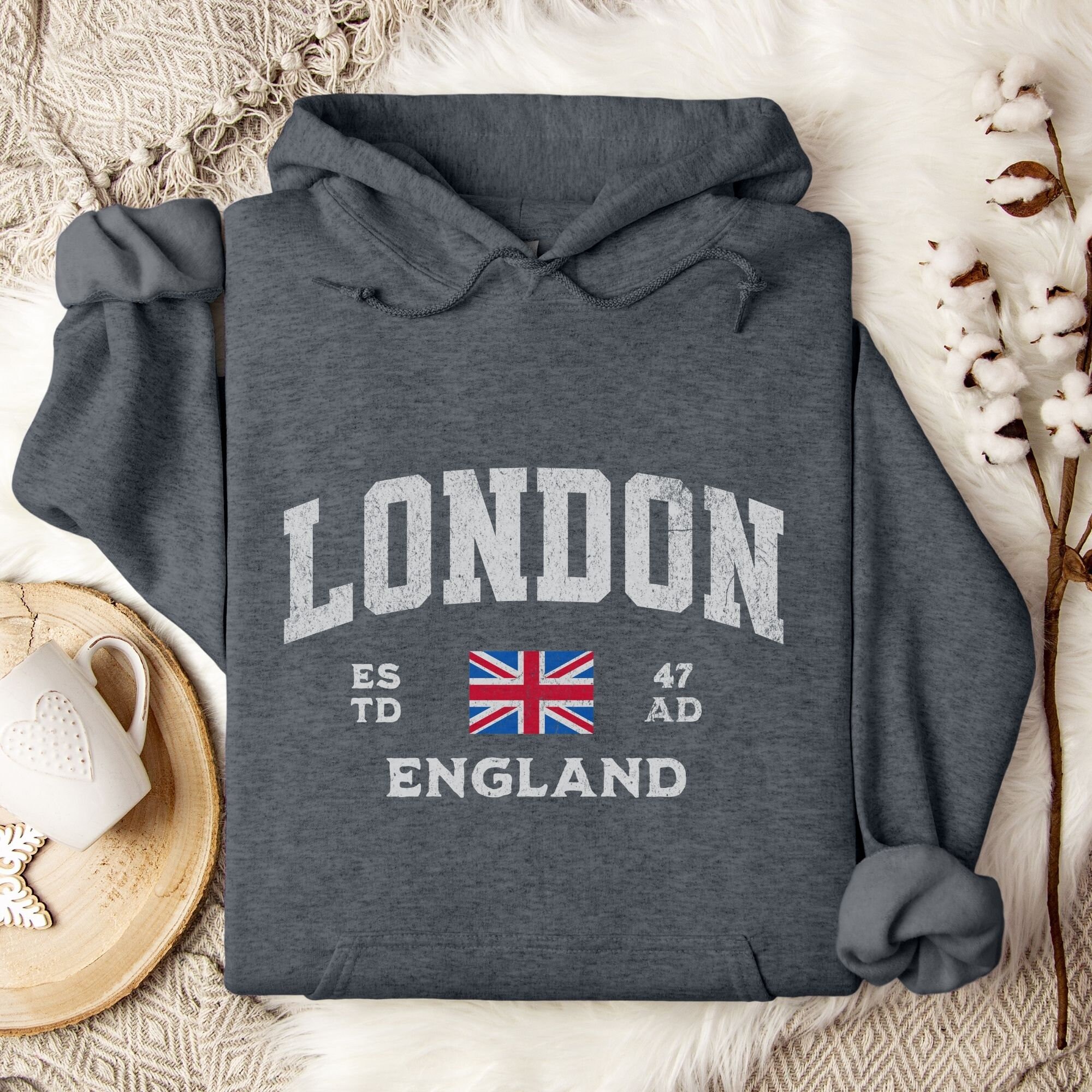 London Varsity Hoodie Sweatshirt - Trendy Pullover Sweater