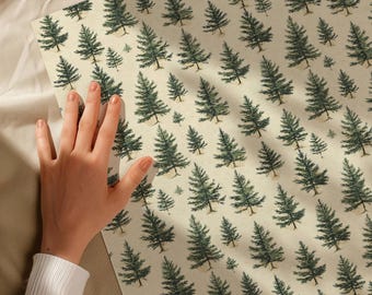 Vintage Christmas Tree Wrapping Paper, Evergreen Gift Wrap, Rustic Christmas Wrapping Paper, Woodland Holiday Gift Wrap, Farmhouse Christmas