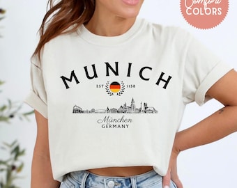 Camiseta Comfort Colors de Múnich, Alemania, camiseta vintage de viaje de Múnich, camiseta del Oktoberfest, camiseta gráfica de Alemania, camiseta teñida en prenda.