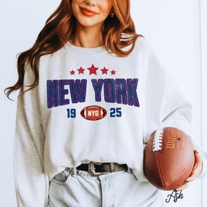 Giant Football Crewneck Sweatshirt, Varsity Style New York Football Pullover Jumper, Giant Game Day and Tailgate, Giant Football Fan Gift