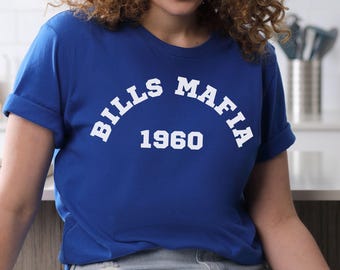 バッファロー・ビルのレトロフットボールTシャツ、プレッピーなカレッジゲームデーシャツ、ヴィンテージテールゲートベラキャンバス3001、ビルファンへのギフトアイデア