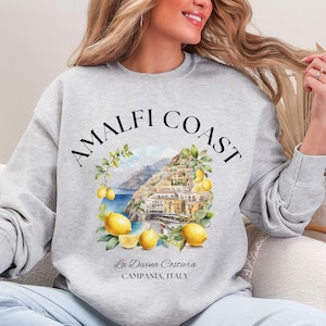 Amalfi Coast Sweatshirt | Campania Italy Crewneck Pullover | Italy Travel Gift | Ciao Unisex Sweatshirt for Girls, Family Trip or Vacation