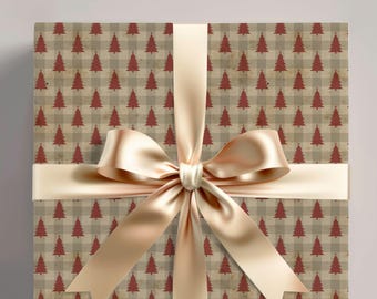 Vintage Christmas Wrap Paper Roll,  Antique Xmas Gift Wrap, Rustic Holiday Gift Paper, Christmas Paper Roll, Wrap Paper for Christmas Gifts
