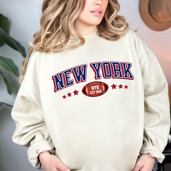 Retro New York Football Sweatshirt Vintage New York Game Day Shirt Big Blue Football Sweatshirt Trendy Giants Tailgate Sweater Etsy