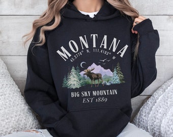 Montana Big Sky Country Hoodie, Montana Travel Pullover, Big Sky Adventure Hoodie, Outdoor Hiking Sweatshirt, Trendy Montana Vacation Gift