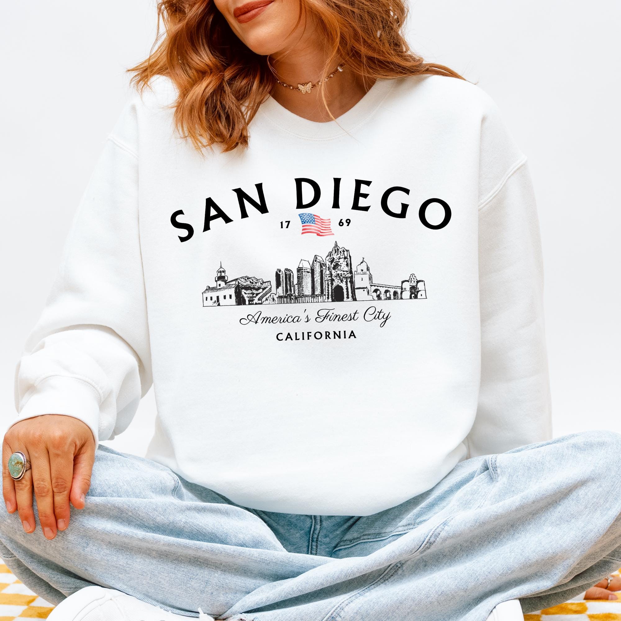 San Diego Skyline Sweatshirt, Vintage San Diego Crewneck, West