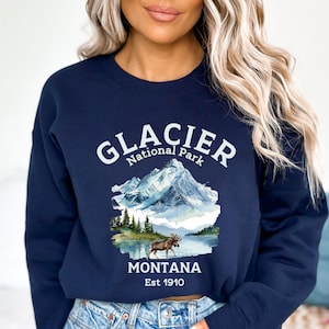 Glacier Montana National Park Sweatshirt, Montana Sweatshirt, Adventure Crewneck, Camping Travel Sweatshirt, Oversized National Parks Gift