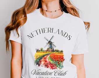 Netherlands Vacation Crewneck | Dutch Holiday Pullover Shirt | Holland Souvenir | Netherlands Girls Trip - Tulip Field, Canal City Bike Tour